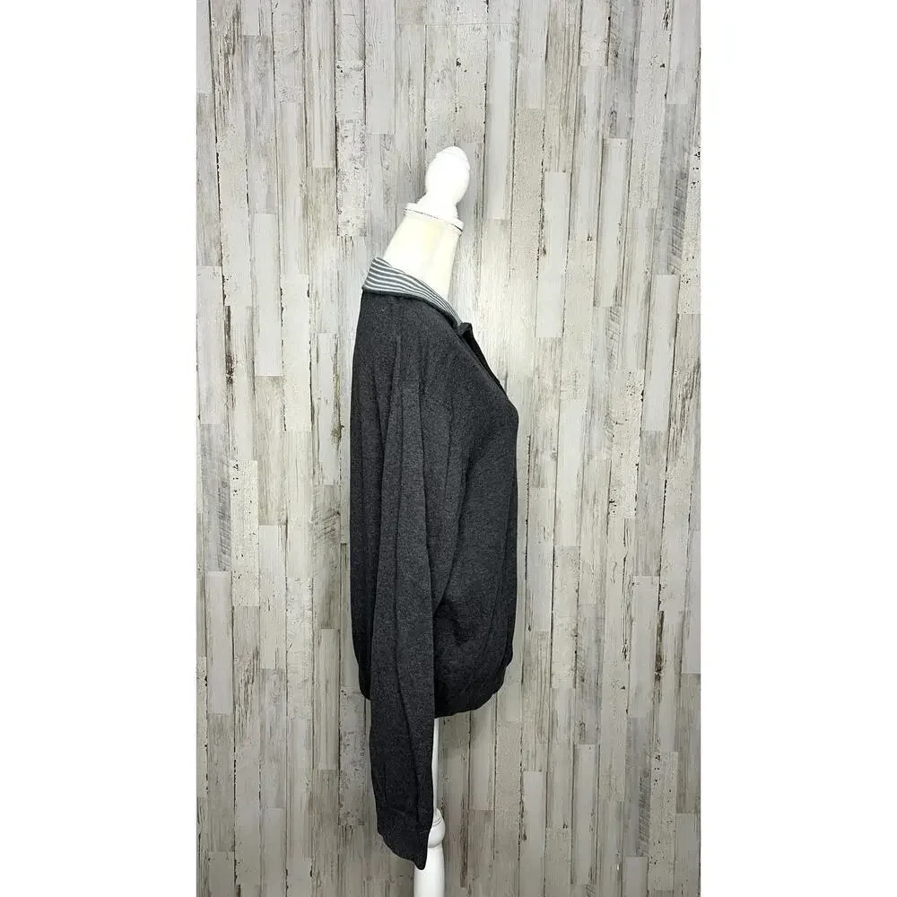 Banana Republic Men's Large Gray Quarter-Zip Pullover Sweater‎